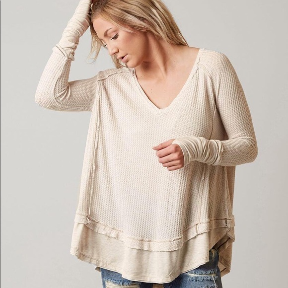 Free People Tops - Free people laguna thermal long sleeve v neck med